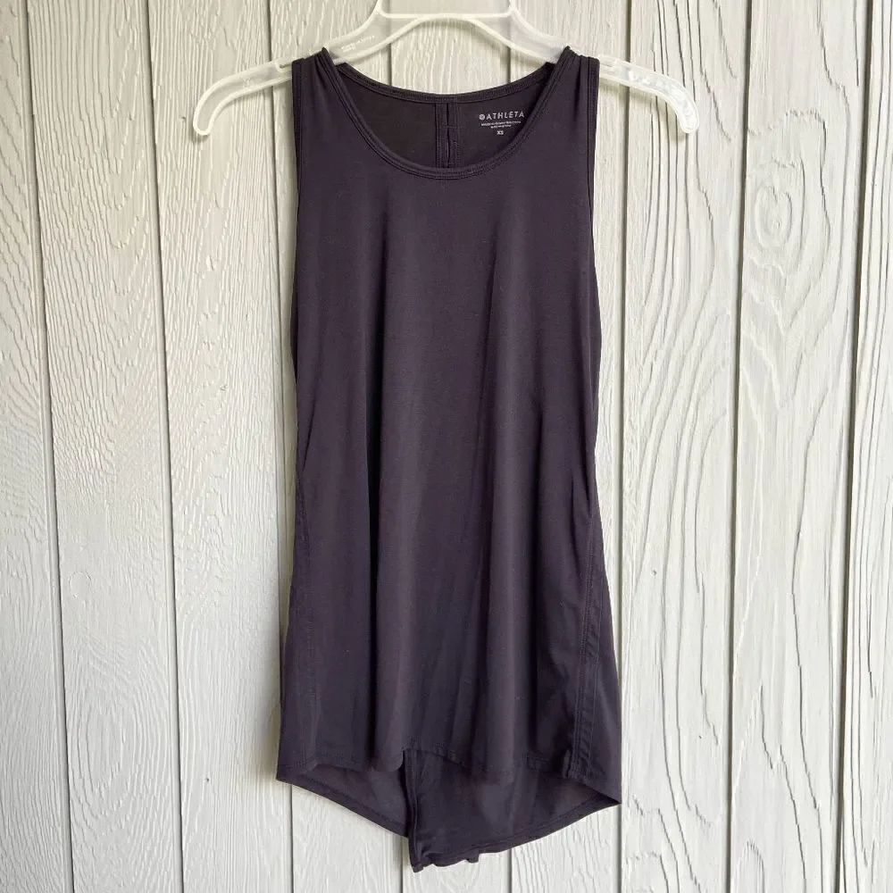NWOT Athleta Black Split Back Tank Top - SZ XS (flex sizing)